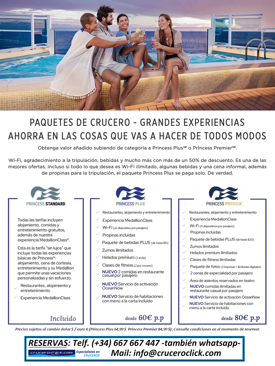 PRINCESS PAQUETES DE BEBIDAS TODO INCLUIDO PRINCESS CRUISES PRINCESS PLUS PRINCESS PREMIER OFERTAS TODO INCLUIDO PRINCESS CRUCEROS PRINCESS MUNDOMAR CRUCEROS OFERTAS PRINCESS #CrucerosPrincess #TodoIncluido #CrucerosTodoIncluido #AllInclusive #AllInclusiveCruises #PrincessCruises #CrucerosPrincess #Mundomar #MundomarCruceros 